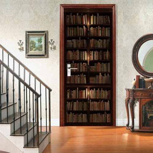 Türaufkleber Türtapete Türbilder Türposter Selbstklebend 3D Bücherregal Bücher Bücherregal 80 X 200 Cm Pvc Wasserdicht Abnehmbare Wandbilder Für Schlafzimmer Haus Bad Wc Büro Dekoration - Tür -1Z4T5Y0