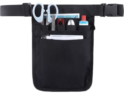 WeddHuis Sacoche Infirmière Organiseur de Hanche avec Ceinture Réglable pour Ciseaux Kit de Soins Outils (Noir)
