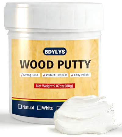 White Wood Filler for Furniture Repair - 280g / 9.87oz Wood Putty White - Sandable, Stainable & Paintable - Quick-Drying Non-Toxic Wood Patch for Cabinets, Floors, Cracks and Holes