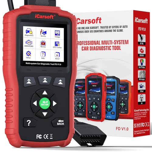 iCarsoft FD V1.0 OBD2 Auto Diagnostica per Ford/Holden, Diagnosi Auto Professionale in Italiano per Tutti i Sistemi, Ripristino dell'Olio, Calibrazione SAS, Test della Batteria, Aggiornamento a Vita