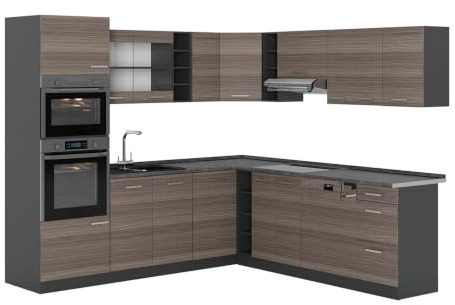 Vicco Eckküche R-Line, Edelgrau/Anthrazit, 247 x 237 cm