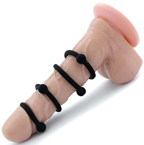 Cockringe für Männer Gummi x4 Silikon Cockringe Silikon weich eng (2,4/2,6/3/3,1 cm) Penis Ring & Cock Ring Schwarz – stärkere Erektion & längerer Genuss Fops N05-10