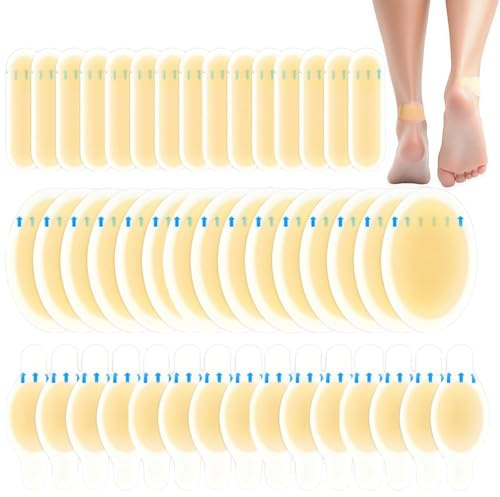 45 Stück Blasenpflaster Ferse, Blasenpflaster Zehen, Gelpflaster, Hydrogel Pflaster für Zehen und Finger Vorfuß Ferse Fersenschutz Schutzhaut