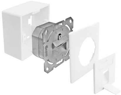 ProfiPatch Netzwerkdose LAN Dose Cat6A 500MHz Aufputz und Unterputz 1x RJ45 Port Anschluss Oben/unten POE CAT7,CAT6A,CAT6,CAT5 geschirmt weiß | Aufputz und Unterputz, Anschluss Oben/unten, POE, CAT7,CAT6A,CAT6,CAT5 geschirmt