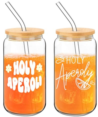 FloralGrace Aperol Spritz, 2 bicchieri con coperchio e cannuccia, aperol Spritz, 2 pezzi