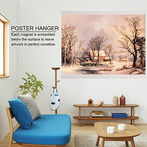 Posterbügel, Posterrahmen Sägemehl Foto Bild Rahmen DIY Poster Scroll Prints Artwork Kleiderbügel Magnetischer Poster -Hanger für Plakate, Drucke, Fotos, Bilder und Leinwandkunstwerke (80 cm)