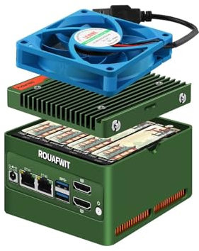 ROUAFWIT 4-Bay NAS Pocket Mini PC X86-P6, N150 (Upgraded N100) Micro Compputer, 2x 2.5GbE i226-v, Dual 4K Display, 2 USB3.2 10Gbps for Firewall Appliance, Barebone