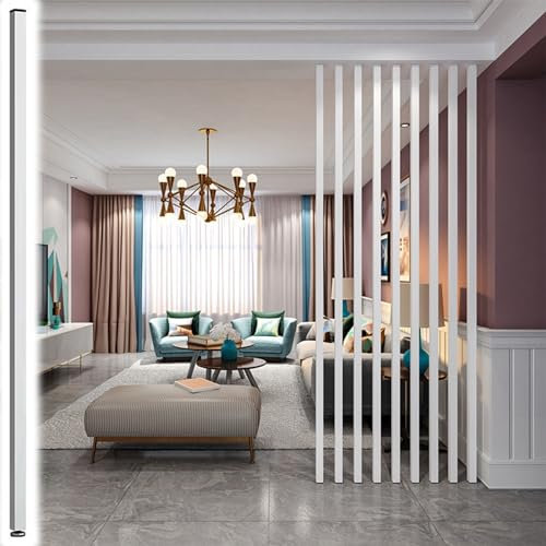 Raumteiler, Wandmontage, weiße Holzpaneele für Wohnräume, dekorativer Sichtschutz für Eingänge, moderne Holzsäulen-Trennwand