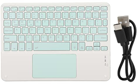 CHEOTIME Teclado inalámbrico Ultra Delgado con Panel táctil, Material ABS de bajo Ruido Mini Bluetooth Teclado Bluetooth para Negocios de Viajes para iOS Android (Cian)