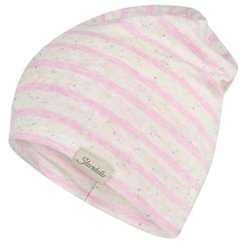 Sterntaler Beanie Streifen – Leichte Kindermütze aus geringeltem Melange-Jersey mit bunten Pünktchen, Zwei Tragevarianten, UV-Schutz 50+