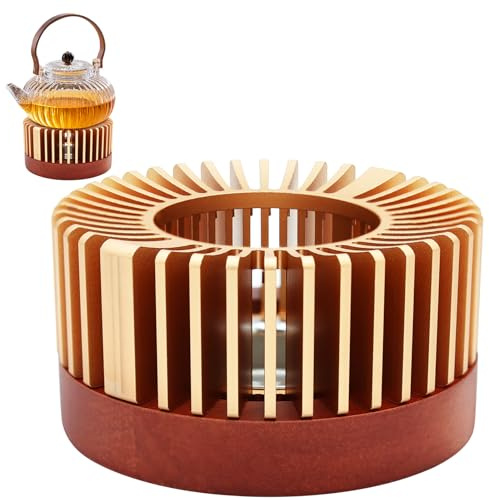 INMORVEN Stövchen aus Massivholz mit Kerzenhalter - Eleganter Teewärmer für Kaffee & Tee (11cm Durchmesser) - Ideal für gemütliche Teestunden & als Duftlampe