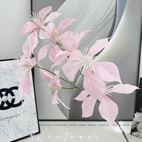SUXUMHAO Paquete de 5 flores de Pascua artificiales rosas de Navidad – 7 cabezas de ramas de arbustos sintéticos. Flores de seda, ideales para adornos de árbol de Navidad, arreglos, decoración