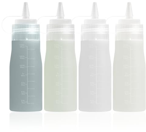 Mrsdry 16 oz Silicone Squeeze Bottles for Sauces & Oil, 4 Pack, Grey