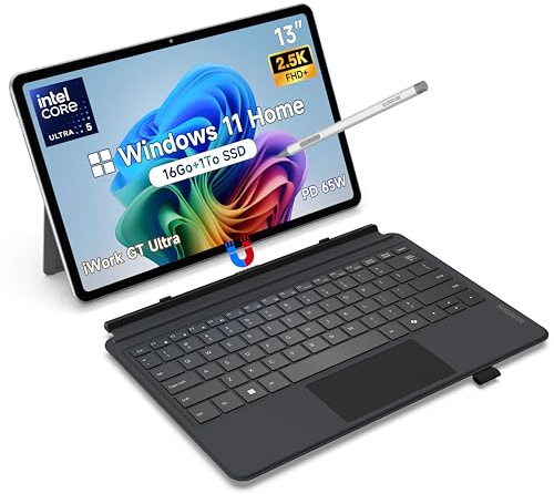 ALLDOCUBE iWork GT Ultra - Tablette Windows 11, (13 Pouces, 16 Go RAM, 1 to SSD), Processor Intel Core Ultra 5 125H, Écran Tactile 2,5K, Stylet & Clavier QWERTY, WiFi 6, Charge PD 65W