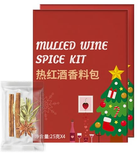 Kit D'épices pour Vin Chaud Naturel, 4 Sachets Biodégradables, Sans Sucre, Végétalien, à la Cannelle, Au Clou de Girofle, à la Muscade et à L'anis Étoilé.(25g*8)