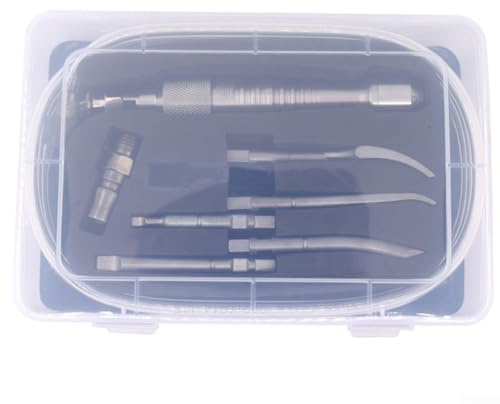 Eawfgtuw WL-1529K, set di scalpelli pneumatici, con 5 scalpelli per la rimozione dell'intonaco, intagliare la pietra, lavorazione del legno, rottura della ruggine, colore: argento