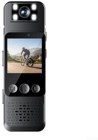 Mini videocamera portatile 1080P FHD indossabile con audio, registratore video personale leggero per sport all'aperto ed eventi, lunga durata di registrazione di 7 ore, supporto di archiviazione 128