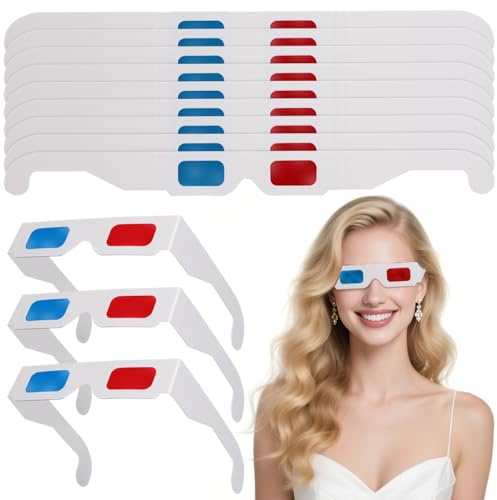 ibasenice 100Pcs Disposable 3D Glasses, Red Blue Anaglyph Cardboard Frame for Movie