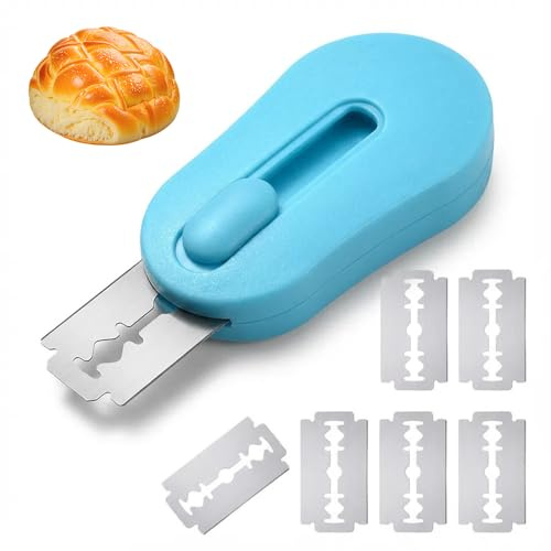 Oryven Magnetic Bread Lame Dough Scoring Tool for Sourdough, Blue | 5 Replaceable Stainless Steel Blades, Dough Cutter, Bread Baking Supplies