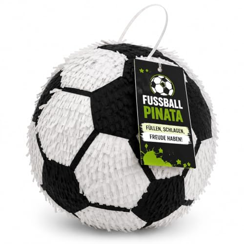 Fußball Pinata 25 cm zum Befüllen | Klassischer Schwarz-Weiß Ball für Kindergeburtstag & Fußballparty | Partyspiel, Partydeko & Gastgeschenk für Jungen | Füllen, Schlagen, Freude haben!