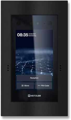 Metzler Türsprechanlage mit Kamera & Gesichtserkennung - Anschluss LAN + 12V DC - 1-500 Parteien - Video Sprechanlage mit Türöffner (Stromversorgung) - Touch-Display - in Schwarz | SDM10X