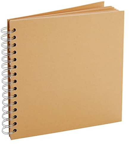 Scrapbook Album Hardcover (80 Pages) -21 x 21 cm, Kraft Paper Material Spiral Bound Sketchbook for Photos, Wedding Guest Book, Travel