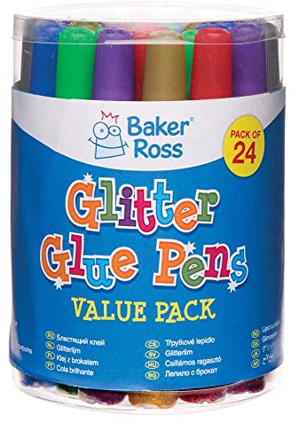 Baker Ross glitter limpennor (paket med 24) för barnkonst och hantverk