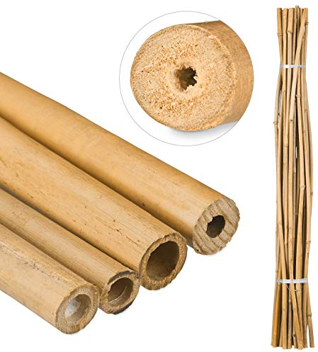 Relaxdays Bambusstäbe 150cm, aus natürlichem Bambus, 25 Stück, Bambusstangen als Rankhilfe oder Deko, zum Basteln, natur