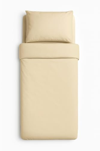ComfortCare Flame Retardant Bed Linen set, Single size includes Duvet Cover, Fitted sheet and Pillowcase pair, Cream, complies with BS7175 Source 5, BS7177 Source 7, also known as Crib 7, FR Source 7