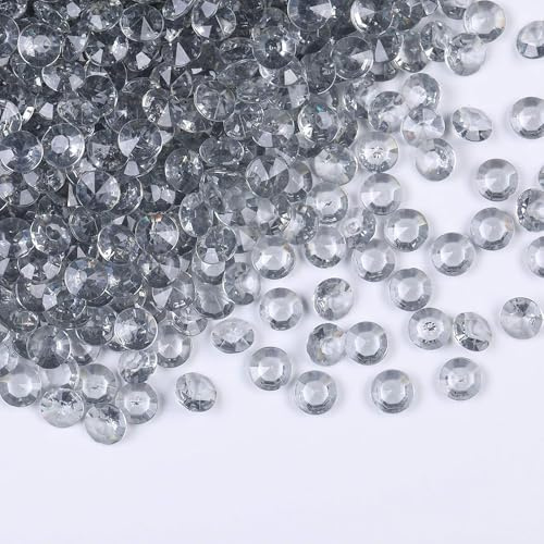 1000 Stück/Packung Hochzeit Tisch Acryl Diamant Streukristalle Konfetti Acryl Edelsteine Vasenfüller Strasssteine für Hochzeit, Brautparty, Vasenperlen Dekorationen (10 mm, Grau)