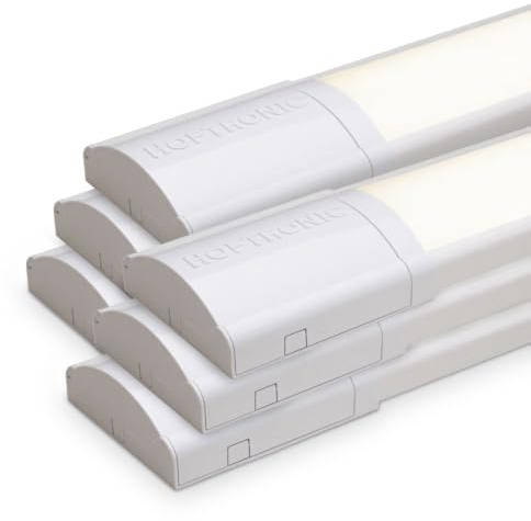 HOFTRONIC - 6er Pack LED Lichtleisten 120cm 40W Röhrenlampe Komplett 4000K Neutralweiß 4800lm Super Hell 30000h Langfeldleuchte 1200x74x25mm (LxBxH) Kellerlampe garagenbeleuchtung - IP20 Innen