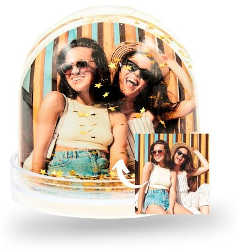 Bola de Nieve Personalizada. Bola de Corazones con Foto para San Valentín. Forma y Relleno de Corazón. Marcos con Foto Original. Regalos Originales para Parejas, Enamorados.