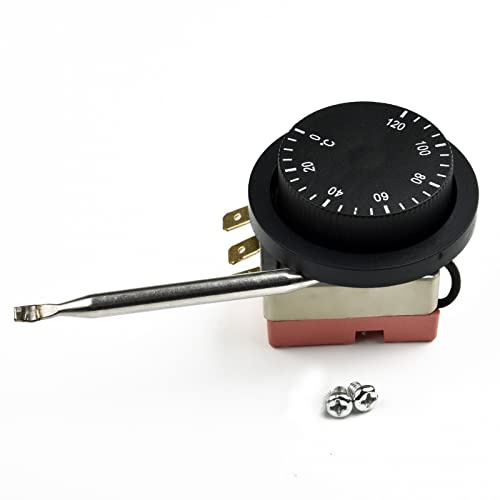 RANRAO Kapillar-Autothermostat, TS-120SR 0-120°C Grad anpassen Temperatur Kontrolle Kapillar Thermostat Kühlungskühlerlüfter-Temperaturregler einstellbar Heizen/Kühlen, Kapillarthermostat 250V