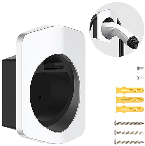 J&D EV Type 2 Ladegerät Halterung, EV-Halterung Typ 2 Wandhalterung EVs Motoren Wandhalterung Steckerhalterung Ladegeräthalterung Adapter, kompatibel mit den Meisten EU-Standards, Silber