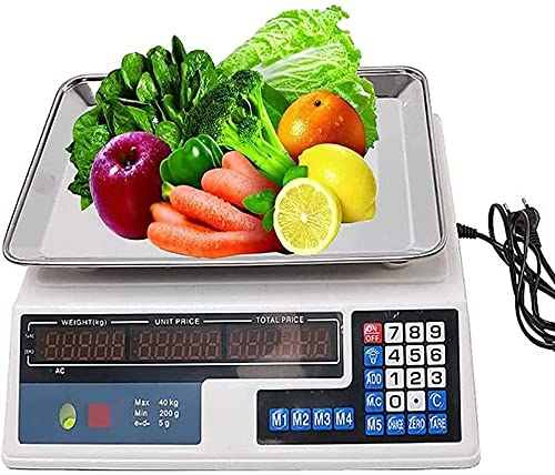 AUGUSE Balance de Cuisine, Balances électroniques à Affichage numérique, Balance à Plate-Forme en Acier Inoxydable, Balance de Prix Commerciale numérique avec écran LCD et câble de Charge (Color : B)