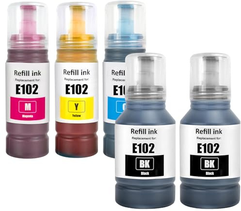 LAIPENG 102 Tinte Kompatibel mit Epson 102 für Ecotank ET-2700 ET-2750 ET-2751 ET-2756 ET-2850 ET-2851 ET-2856 ET-3700 ET-3750 ET-3850 ET-4750 ET-4850 ET-4856 ET-15000 Drucker (BK*2/C/M/Y)