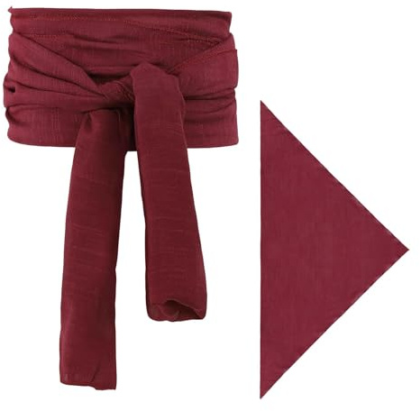 DAMILY Piratenkostüm für Männer und Frauen Piraten Kopftuch Hut Zubehör Piraten Schärpe Gürtel Bandana Taillengürtel (Weinrot)