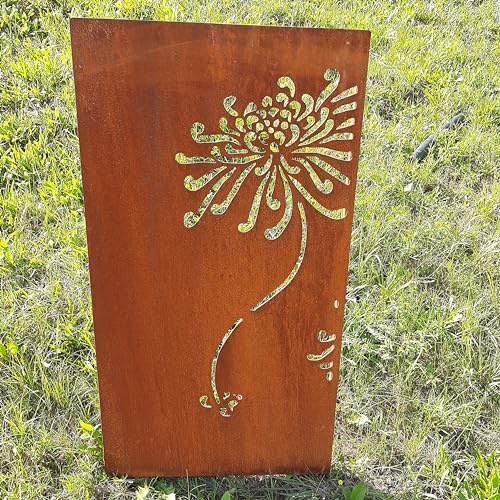 iss-kohli Edelrost Sichtschutzwand Gartendeko rost Stele 112 cm hoch 60 cm breit