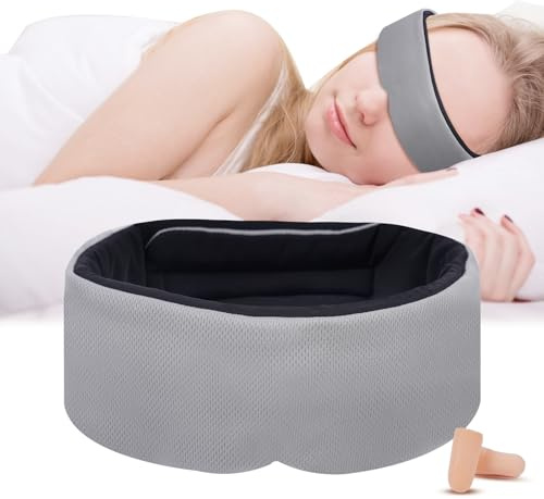 ACWOO Sömnmask, Dualsenses Light-Blackout-Sömnmask Med Öronproppar, Super Mjuk Och Bekväm Ögonblind, Sömnhjälpögonmask För Kvinnor Och Män, Tupplur, Resor, Presenter, Meditation, Skiftarbete