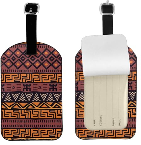 Afrikanischer Schlamm-Tuch Tribal Print Gepäckanhänger für Koffer, Reisekreuzfahrt, Gepäckanhänger, mit Sichtschutzklappe, Namensschildern