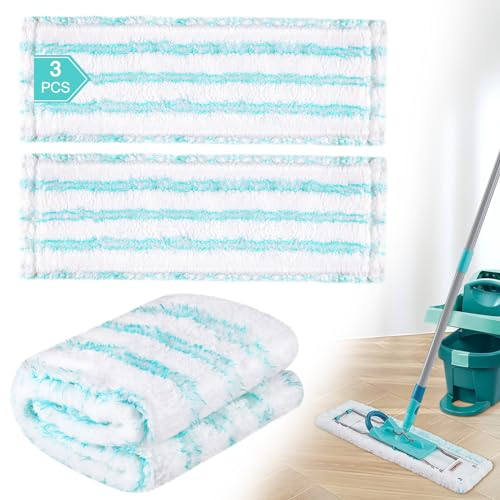 3 Pack Ersatz-Wischbezüge für Leifheit Profi XL Micro Duo / Profi XL Cotton Plus alle Bodenwischer-Stiele, Flecken schnell entfernen, Effiziente Mikrofaser Ersatzbezug für alle Böden