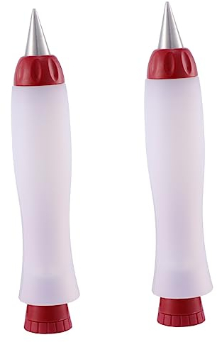 MAGICLULU 2 Piezas Herramienta mayonesa Chocolate decoración jeringuillas chupitos Ensalada de Crema Bolígrafo de Silicona para Decorar Pasteles. Tubería Pluma Decorativa Galleta