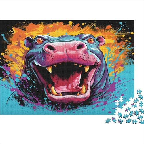 Holz Puzzles 1000 Teile Erwachsene Rätsel | Nilpferd | Puzzle Erwachsene 1000 Teile Herausforderndes Geschicklichkeitsspiel Für Die Ganze 1000pcs (75x50cm)