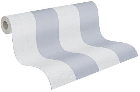 A.S. Création Pure Elegance Vliestapete mit Blockstreifen 0,53 x 10,05 m – Grau, Hellgrau – Streifentapete Made in Germany - 397935