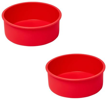 chongning 2 PCS Silicone Cake Moulds, Cake Tins, Round Cake Baking Pan, Nonstick Silicone Baking Moulds for Cake, Baking Tray for Muffins Puddings Bread (8 inch)