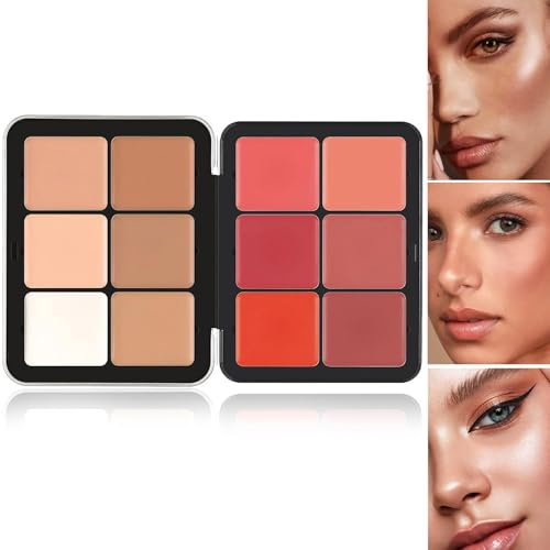 Carla's Secret Makeup Carla Secret Concealer Palette 12 colori Concealer Palette Makeup,Cream Blush Palette,Trucco a copertura totale a lunga tenuta per una pelle impeccabile (A, 12 colori)