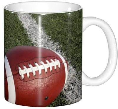 YZHYWJFF American Football Printed Ceramic Tea Cup with Handle, Mug Gift Set