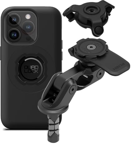 QUAD LOCK Gabelschaft-Handyhalterung für Motorrad PRO mit Vibrationsdämpfer und MAG-Hülle für iPhone 14 Pro