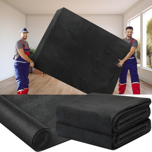 Fanfanwin 2 Pcs 80 X 144 Extra Large Moving Blankets Heavy Duty, Black