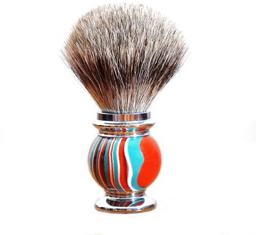 Magyfosia Pennello da barba professionale da uomo, in puro pelo di tasso naturale, con nodo, per marito, padre, fratello, fidanzato, barbiere, strumento per la toelettatura quotidiana, regalo (blu e